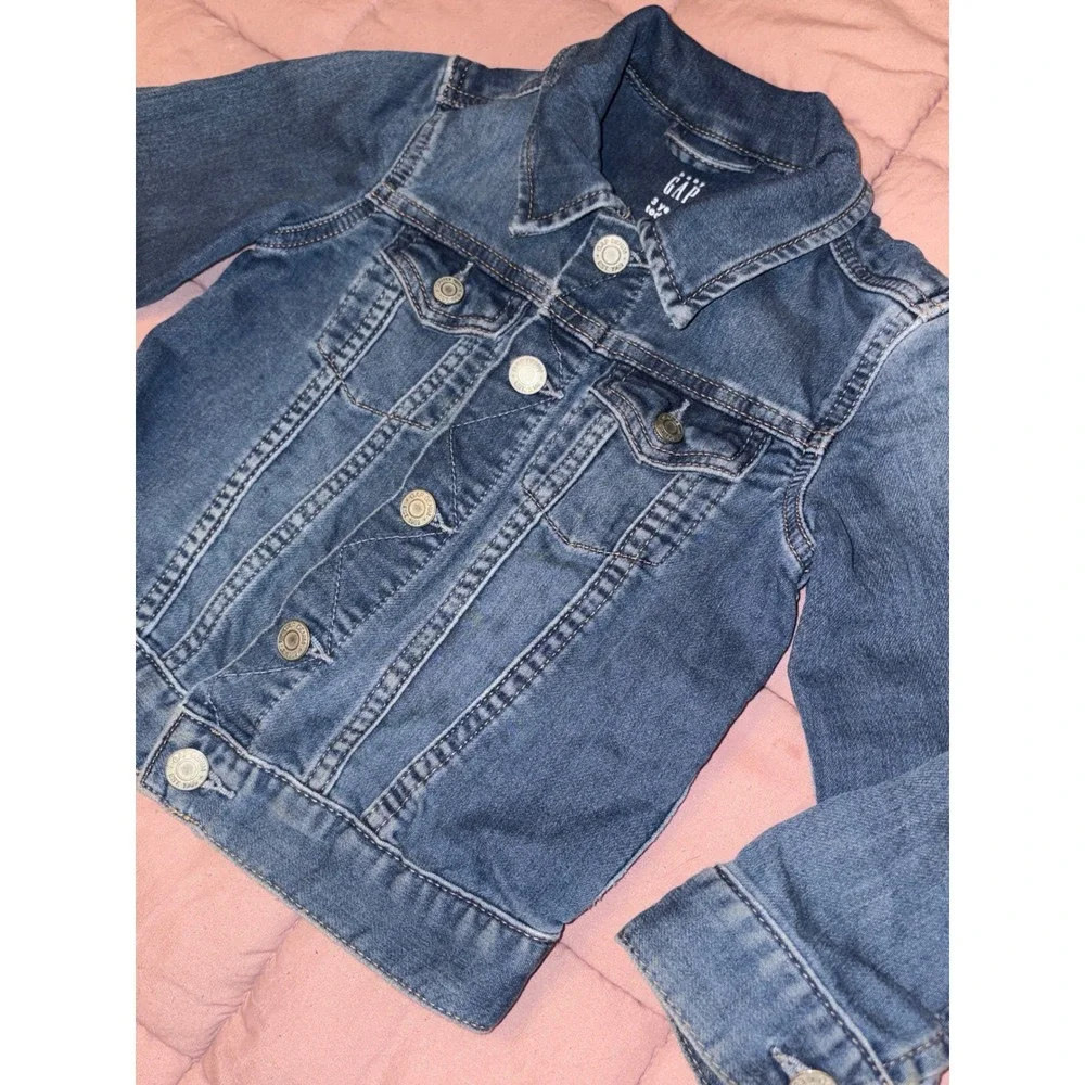 Baby GAP Blue Denim Jacket Button‎ Front Trucker Toddler Size 3 Years